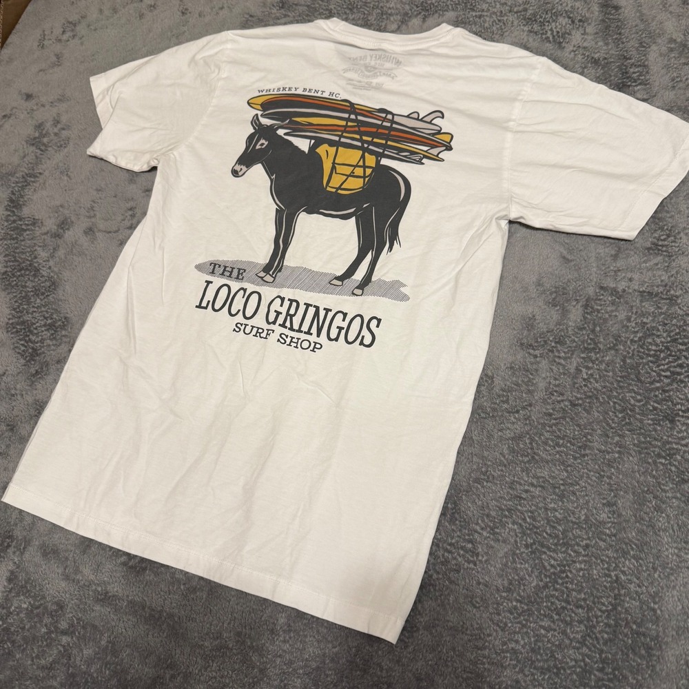 Whiskey Bent Loco‎ Gringos Surf Shop T-Shirt Graphic Print Mens Small Tee